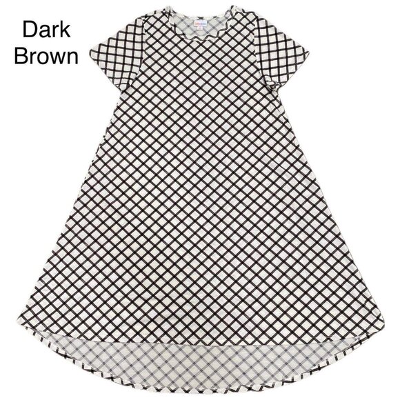 LuLaRoe Dresses & Skirts - NEW LuLaRoe Carly 3XL Brown Cream White Plaid Swing Dress High Low Flowy NWT